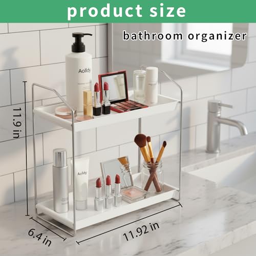 2-Tier Bathroom Counter Organizer - Sturdy Metal & ABS Makeup Storage