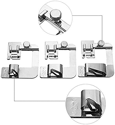 3-Piece Adjustable Rolled Hem Foot Set for Sewing Machines
