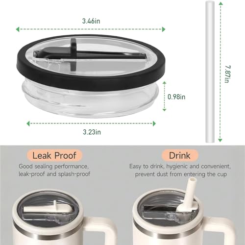 2 Pack 30 oz Replacement Tumbler Flip Straw Lid fit for Stanley Quencher, Leak Proof Lid Replacement for 30 OZ Stanley H2.0 FlowState Tumbler, Spill Proof Reusable Lid for Stanley (White)