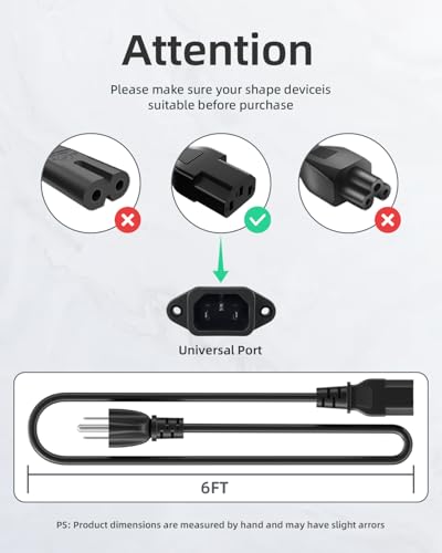 3 Prong AC Power Cord for Instant Pot - 6 Ft Replacement Cable