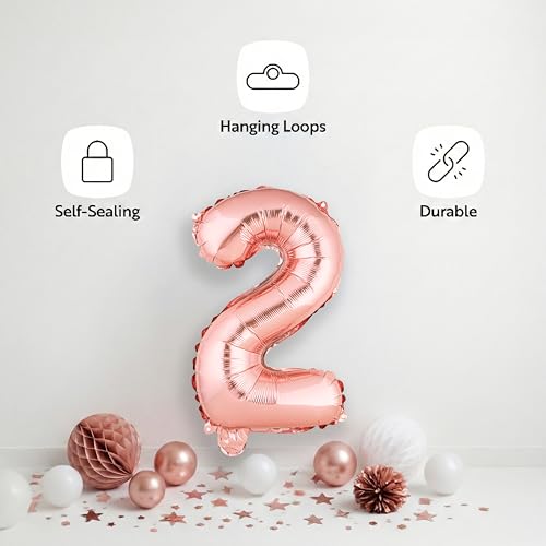 Mylar Number 2 Balloon - Reusable Self-Sealing Party Decoration