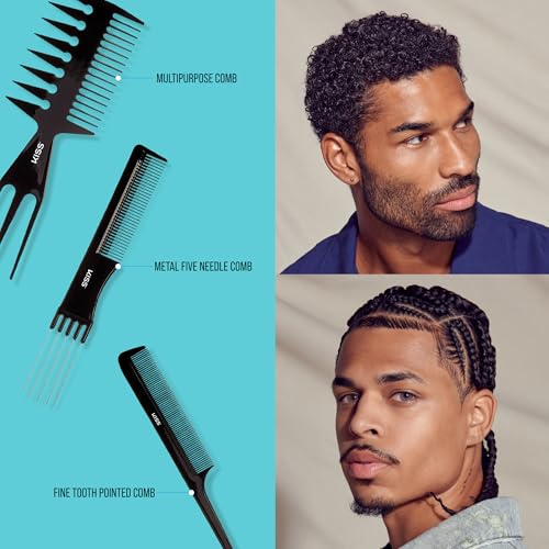 KISS Professional 10-Piece Hair Comb Set for Styling and Detangling