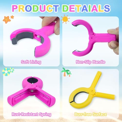Heavy-Duty Beach Towel Clips - 8-Piece Set for Chairs & Lounges