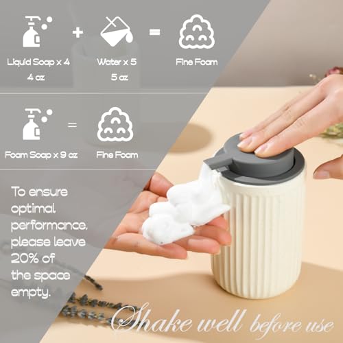 Speckled Beige Ceramic Soap Dispenser with Gray Silicone Pump