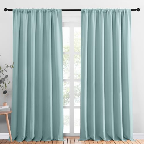 NICETOWN Aqua Green Blackout Curtains - Thermal Insulated Drapes, 70x95 inches, 2 Panels