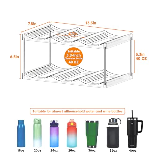 2 Tier Stackable Water Bottle Organizer for 6 Bottles - Clear