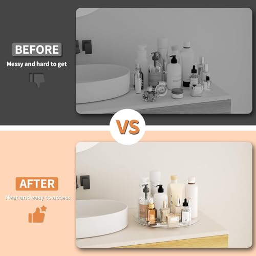 9 Inch Lazy Susan Organizer Tray Set - 2 Pack Clear Rotating Storage