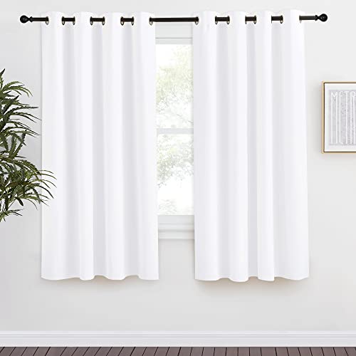 NICETOWN Room Darkening Curtain, Pure White, 55"W x 57"L, Grommet Top