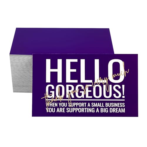100 Pack Thank You Cards - Hello Gorgeous Design - 3.5" x 2"