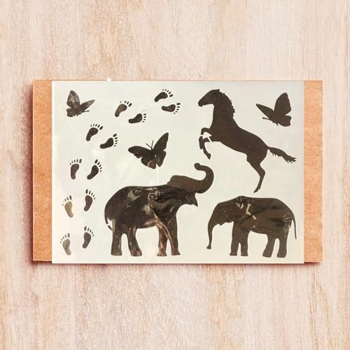 TIAMECH A4 Reusable Elephant and Horse Painting Stencil