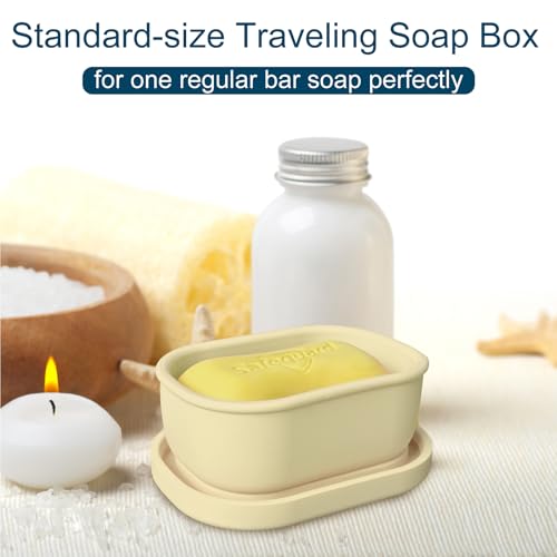 Silicone Travel Soap Case - Leakproof Soap Holder in Sand Color