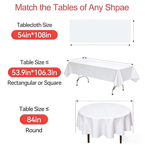KAshack 2 Pack White Disposable Tablecloth, 54" x 108" - Eco-Friendly & Durable
