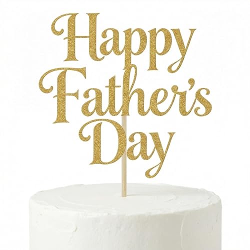 Happy Father's Day Cake Topper - Gold Glitter Decoration