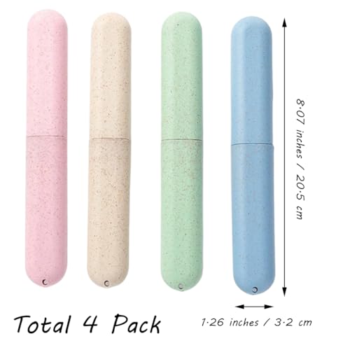 TsuvyXeg Portable Toothbrush Travel Cases Set of 4 Pastel Colors