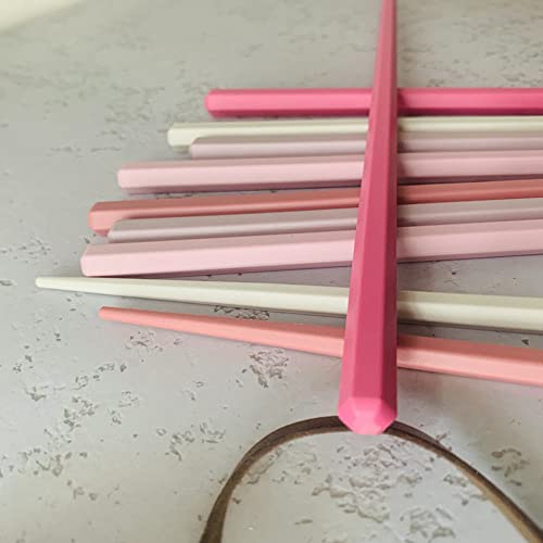 Koolemon 5 Pairs Pink Reusable Fiberglass Chopsticks Set