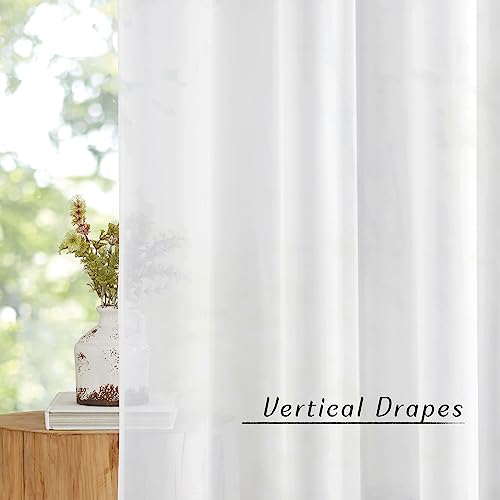 NICETOWN Sheer Curtains 108" Extra Long - White Voile Window Panels (2 Pack)