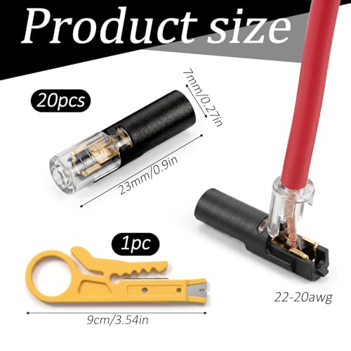 20 Pcs Wire Connectors & Wire Stripper Kit for 22-20 AWG