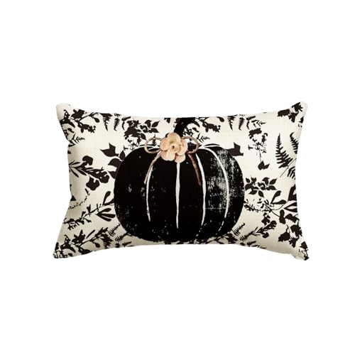 Fall Pumpkin Leaves Throw Pillow Cover 20x12 Inch - AVOIN