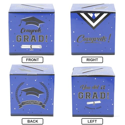 Slergut Blue Graduation Card Box 2026 - Foldable 9x9 Inch Party Gift Money Holder