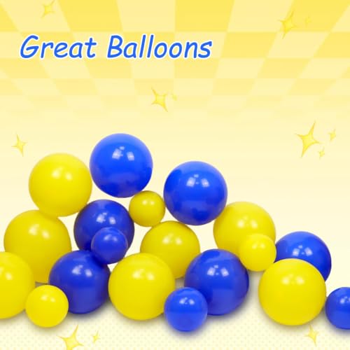 Blue Yellow White Balloon Kit 60pcs 12inch Latex Party Balloons with Print & Confetti