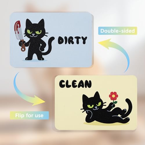 2-Pack Cat Design Dishwasher Clean Dirty Magnets - Reversible