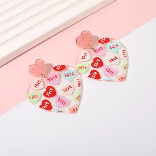 Mokkia Conversation Heart Valentine's Day Headband Hair Bow and Earrings Set