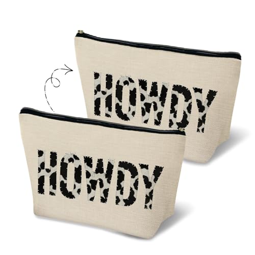 Cow Print Western Makeup Bag - Country Toiletry Pouch for Women
