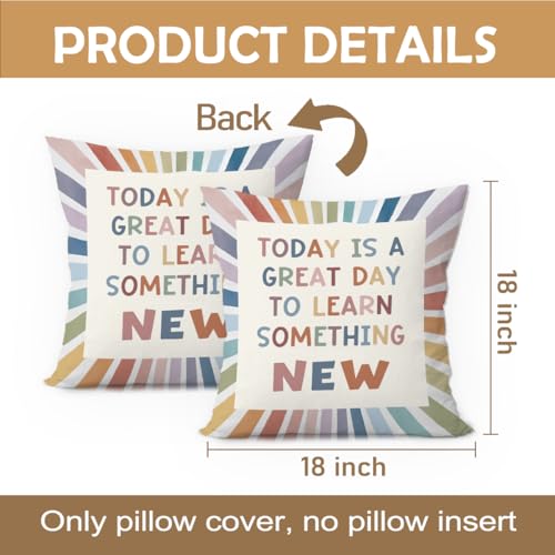 Inspirational Boho Pillow Cover 18x18 for Classroom & Bedroom