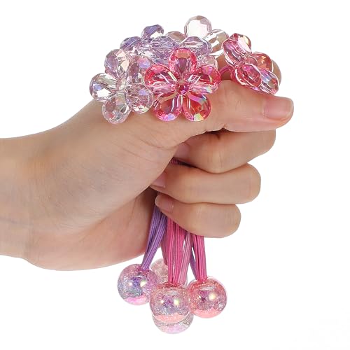 Tyqour 6 Pcs Bubble Hair Ties for Girls, Colored Camellia Rubber Beads