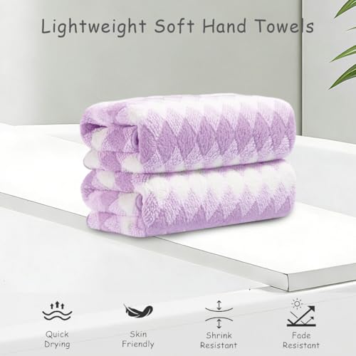 Light Purple Diamond Hand Towels Set - 2 Pcs (16"x31") Soft & Absorbent