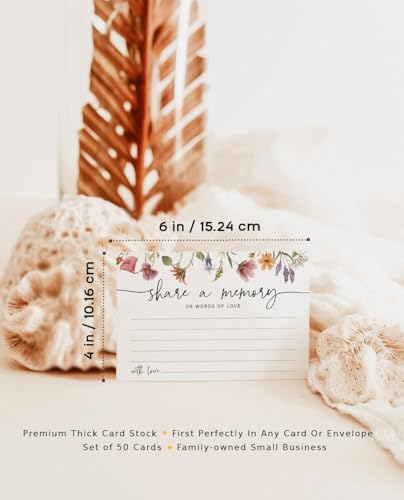 Share a Memory Cards - 50 Pack, 4x6 Wildflower Keepsake Cards for Events