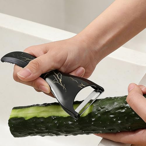 Ergonomic Vegetable Peeler with Stainless Steel Blade - Lightning Pattern