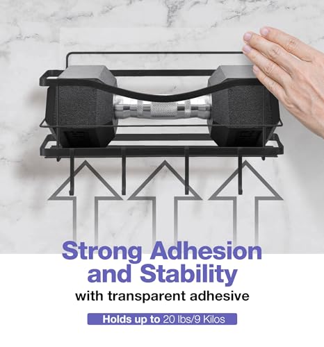 KINCMAX Matte Black Shower Caddy - Rustproof Stainless Steel Adhesive Shelf