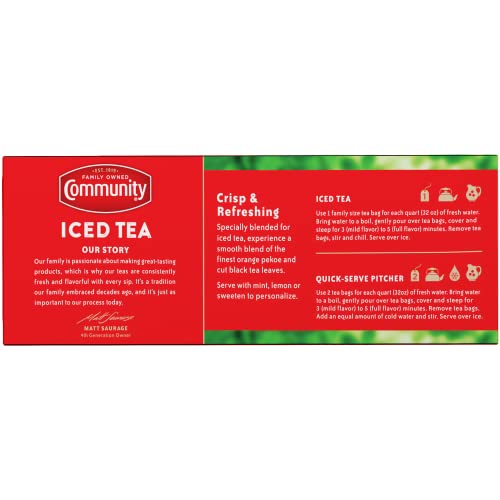 Community Coffee Decaf Iced Tea, Family Size Tea Bags, 24 Count