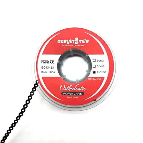 Easyinsmile Dental Orthodontic Elastic Rubber Power Chain Long Black