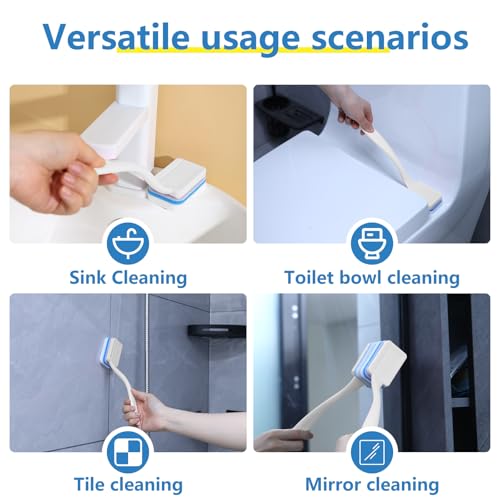 BAISENJIE White Magic Sponge Eraser Brush with Handle & 20 Replacement Pads - Reusable Cleaning Sponges