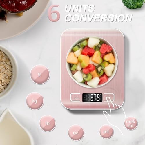 SOYOK Digital Food Scale - 11lb Capacity, Pink, Accurate to 1g