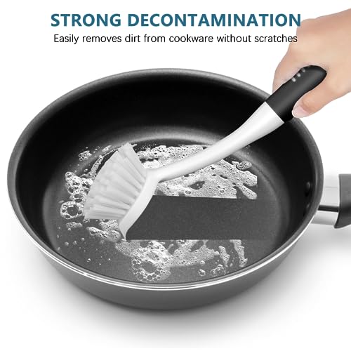 SetSail 3-Pack Dish Brush Set with Scraper Tip - Non-Slip Handle