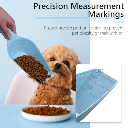 Swesara 2-Cup Dog Food Scoop with Measuring Lines - Blue