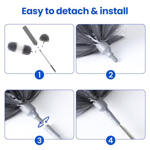 VITEVER 5-in-1 Extendable Dusting Kit with Microfiber Dusters & Pole