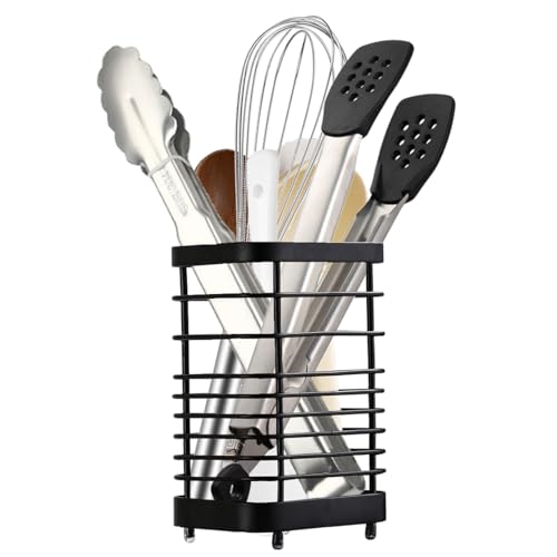 KEINEUX Black Large Silverware Utensil Holder - Kitchen Counter Organizer