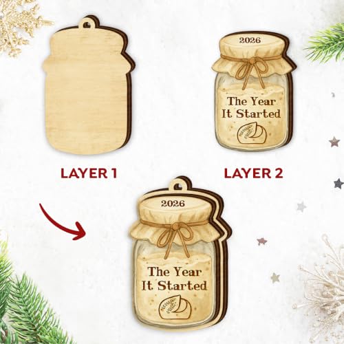 Sourdough Christmas Ornament - Handmade Wooden Baking Keepsake for Tree Decor