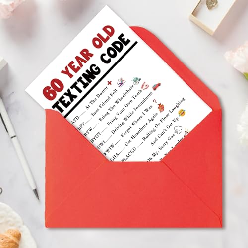 Funny 60th Birthday Card - Hilarious Texting Code Design for Men & Women