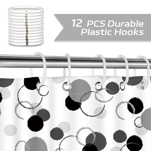 Dazzlewall Black Polka Dot Shower Curtain Set - 72x72 in