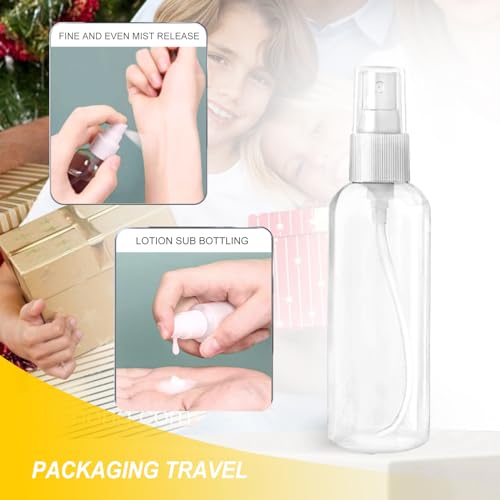 MUUZLL Travel Spray Bottles 2oz 50ml Clear Plastic Fine Mist 6 Pack