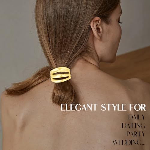 CURASA Metal Hair Cuffs 6PCS Gold Geometric Ponytail Hair Ties