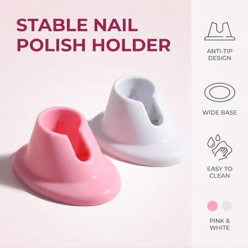 BWESOO 2Pcs Soft Rubber Nail Polish Bottle Holder Anti-Spill Stand