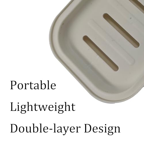 Pson 4-Pack Double Layer Draining Soap Dish, Plastic Soap Holder for Bathroom and Kitchen