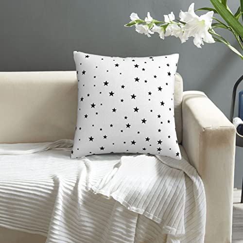 VARUN Black Stars Double-Sided Pillow Cases 18x18in - Elegant Plush Cushion Covers for Sofa & Bed