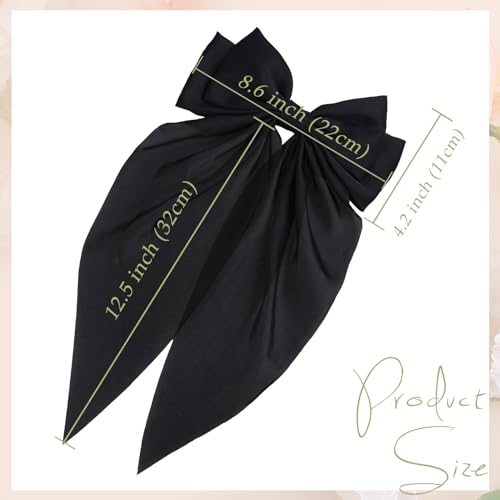 MRJ Silky Satin Hair Bows with Metal Clips 2 Pcs Large Hair Ribbons